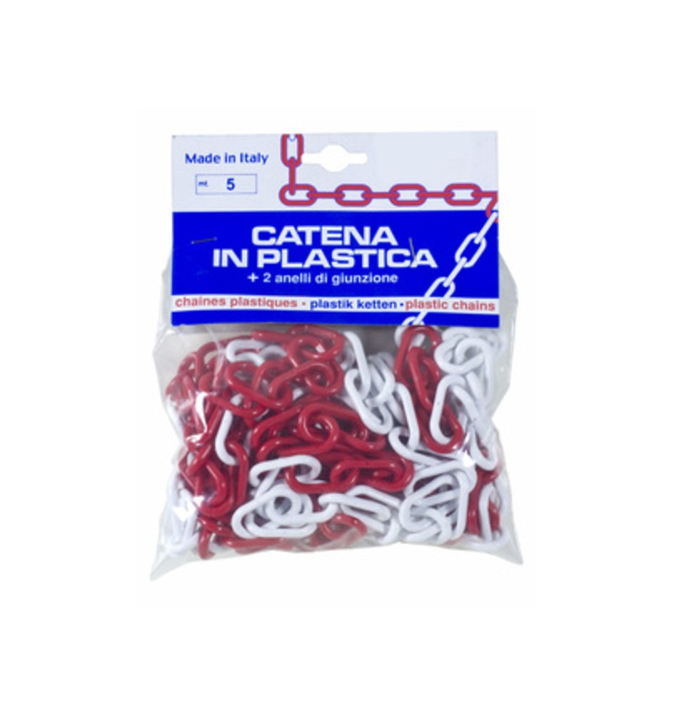 PL CATENA PLASTICA BIANCO ROSSO D 6 MM DA 5 M