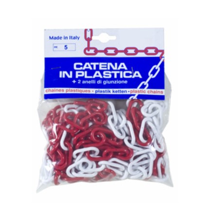 PL CATENA PLASTICA BIANCO ROSSO D 8 MM DA 5 M