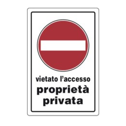 TARGA SEGNALETICA PROPRIETA PRIVATA VIET. ACCES.