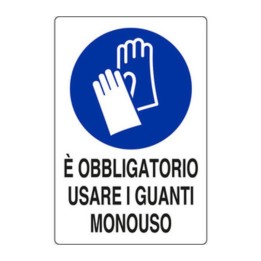 TARGA 20X30 EOBBL.USARE GUANTI MONOUSO