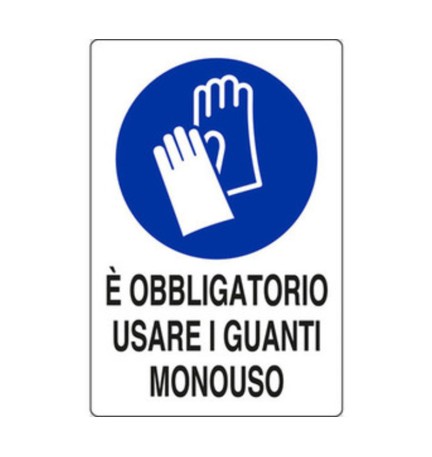 TARGA 20X30 EOBBL.USARE GUANTI MONOUSO