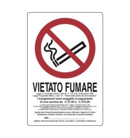 TARGA SEGNALETICA VIETATO FUMARE L.311/1 30X20