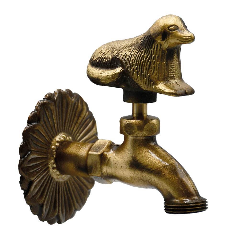 RUBINETTO ORNAMENTALE 'CANE' 1/2 con maniglia e rosone