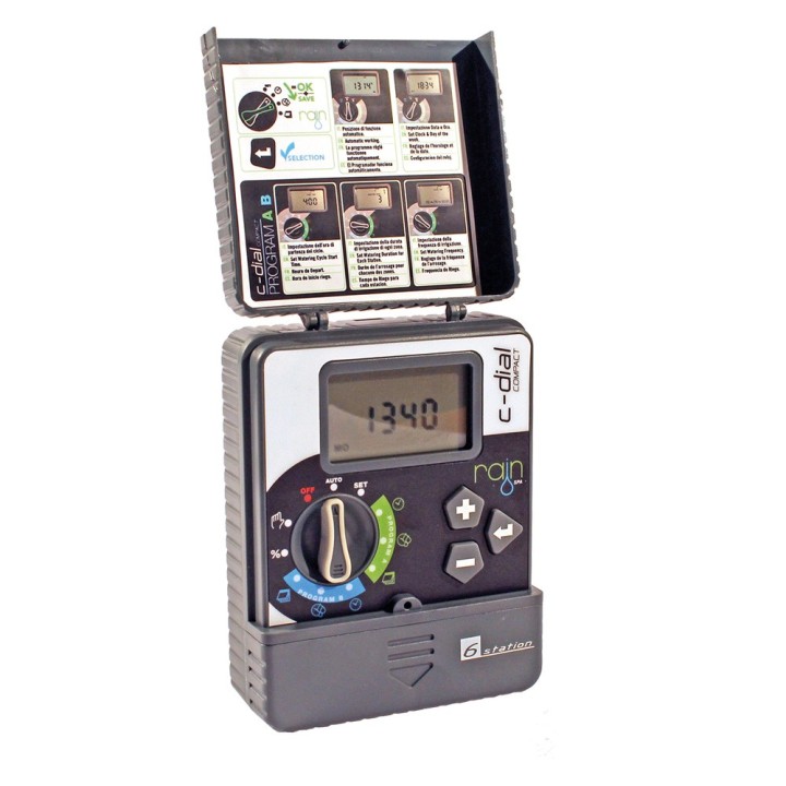CENTRALINA PER IRRIGAZIONE RAIN 'COMPACT-DIAL' 6 stazioni - 24VAC