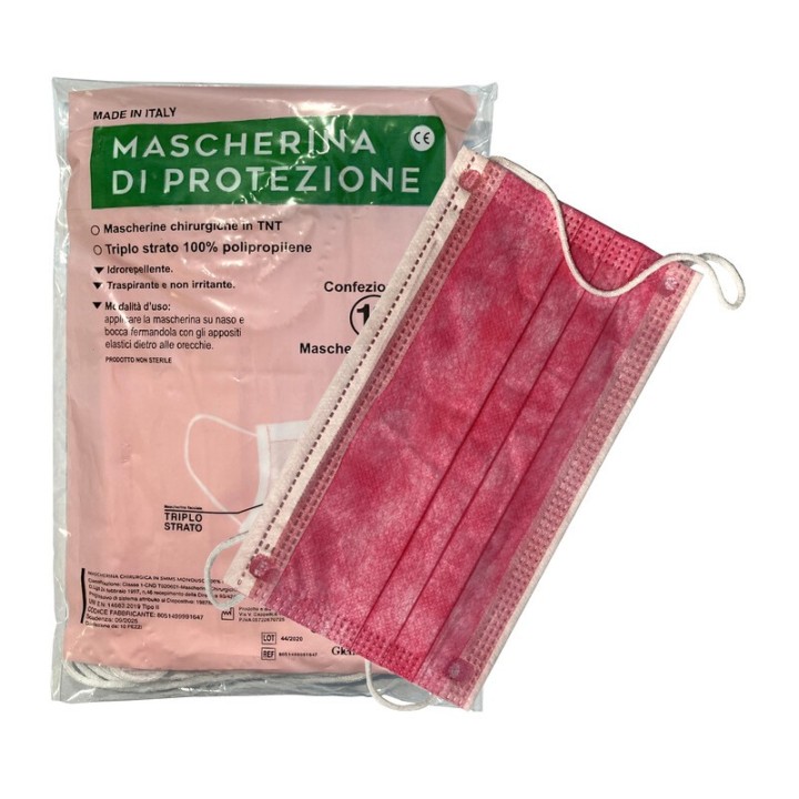 MASCHERINA CHIRURGICA COL.ROSA PZ 10