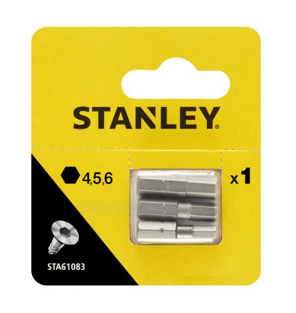 STANLEY STA61083 3 INSERTI MM.25 ES. 4-5-6