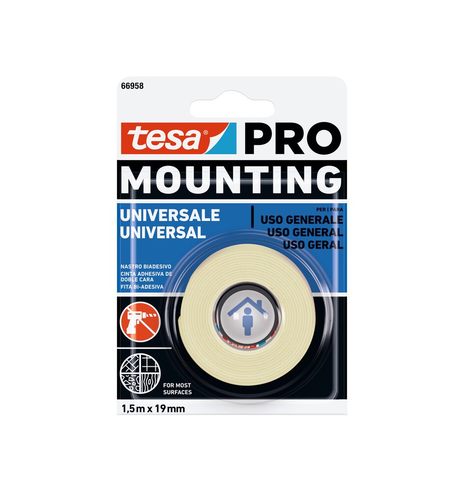 NASTRO BIADESIVO TESA MOUNTING PRO UNIV 19MMX1,5M