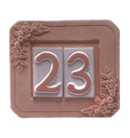 PORTANUMERO IN TERRACOTTA 2 POSTI 18X16 CM
