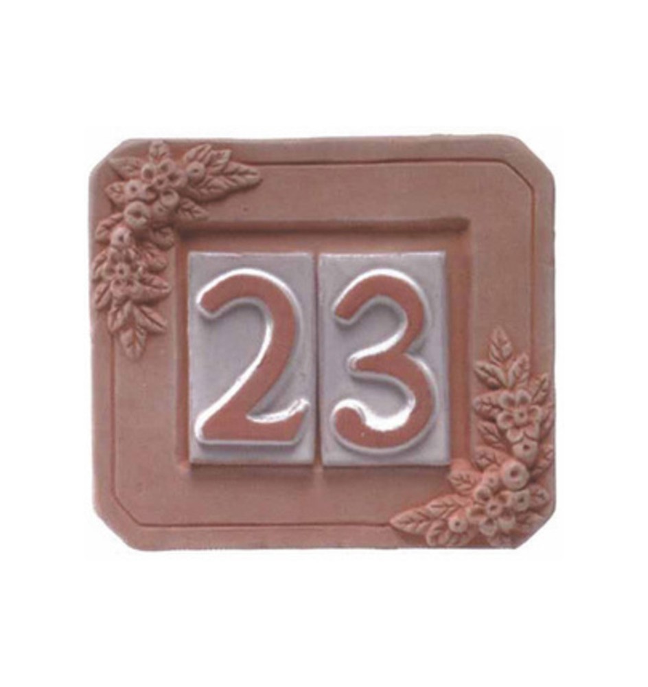 PORTANUMERO IN TERRACOTTA 2 POSTI 18X16 CM