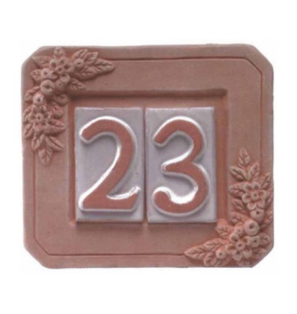 PORTANUMERO IN TERRACOTTA 2 POSTI 18X16 CM