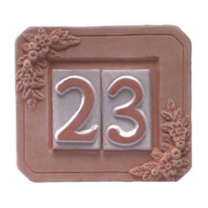 PORTANUMERO IN TERRACOTTA 2 POSTI 18X16 CM