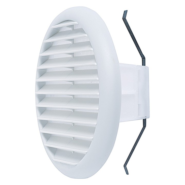 GRIGLIA AERAZIONE CON MOLLA RECLINABILE 90° ø 14,5 cm - foro 8  12,5 bianca