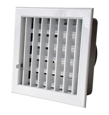 GRIGLIA AERAZIONE AD INCASSO PER CAMINI cm 14 x 13 foro 11,1 x 11,1 - Ø 8