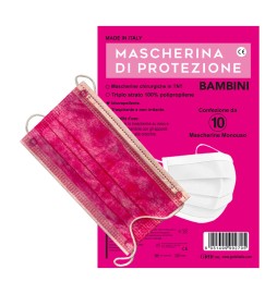 MASCHERINA CHIRURGICA BAMBINA COL.ROSA PZ 10