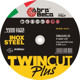 ABRABETA DISCO P/FERRO TWIN CUT PLUS 230X2,0 MM