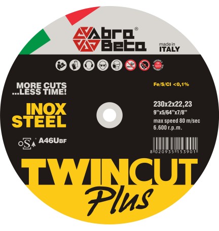 ABRABETA DISCO P/FERRO TWIN CUT PLUS 230X2,0 MM