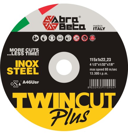 ABRABETA DISCO P/FERRO TWIN CUT PLUS 115X1,0 MM