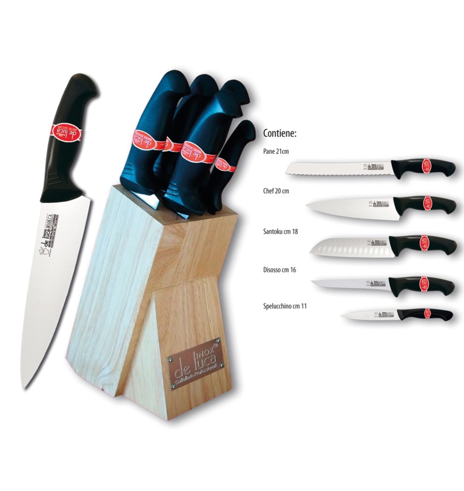 COLTELLO CUCINA LINEA 'HORECA' IN CEPPO MASSELLO 5 pezzi