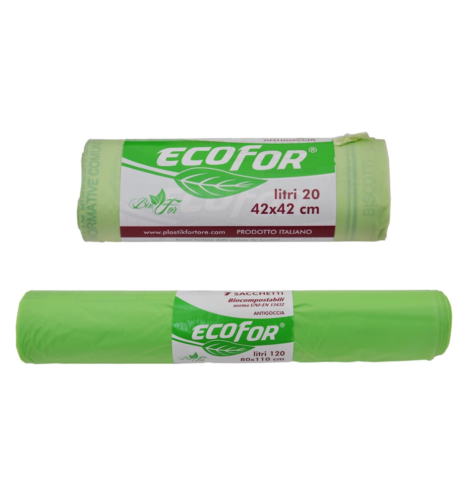 SACCHETTI PER NETTEZZA URBANA COMPOSTABILI biodegradabili - cm 42x45 - cf.20 pz