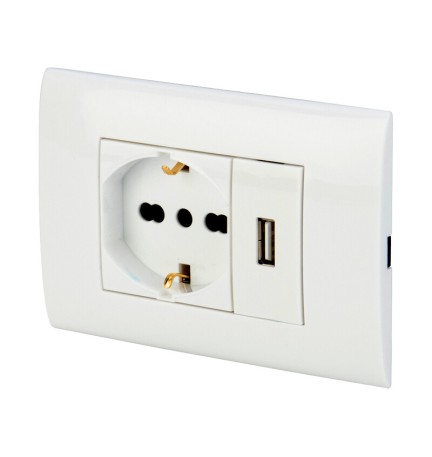 POLYPOOL PP6096X PLACCA C/SUPPPR USB+PR BIP SCHU BCO