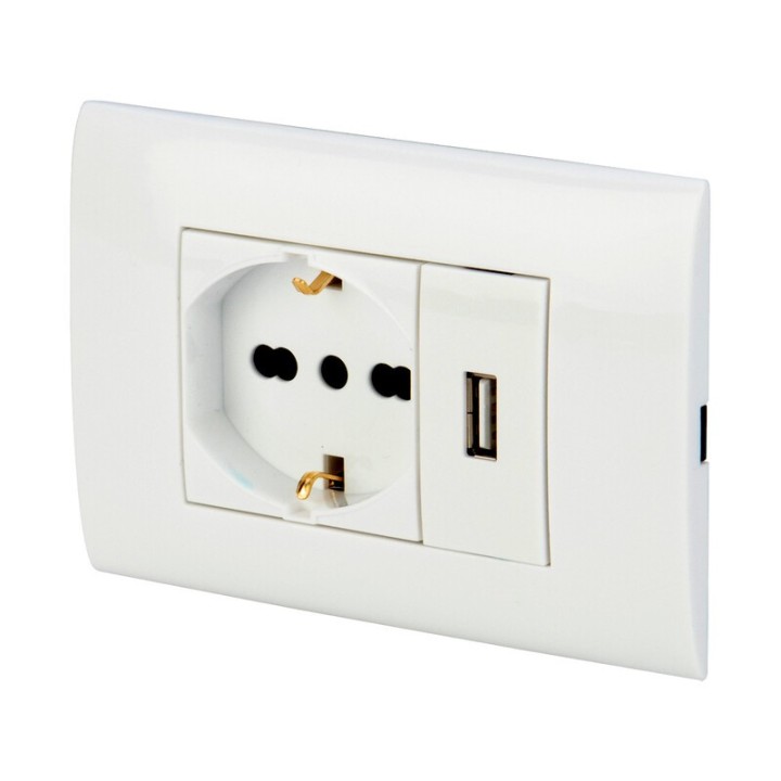 POLYPOOL PP6096X PLACCA C/SUPPPR USB+PR BIP SCHU BCO
