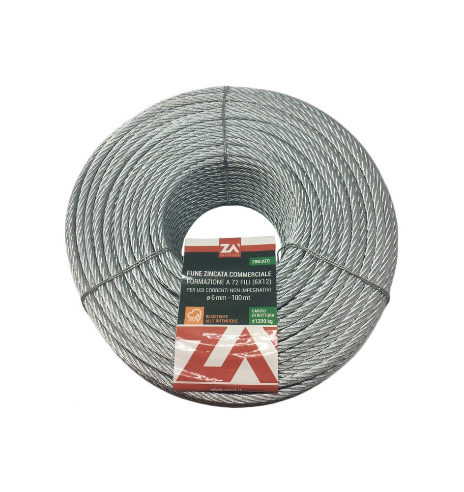 FUNE ACCIAIO COMMERCIALE 72F D 6 MM*
