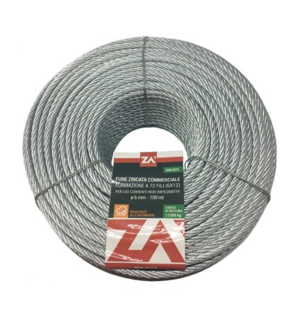 FUNE ACCIAIO COMMERCIALE 72F D 6 MM*