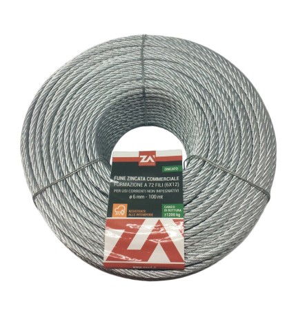 FUNE ACCIAIO COMMERCIALE 72F D 14 MM