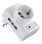 ADATTATORE TRIPLO CON PROTEZIONE SOVRACCARICO Spina 2P+T10A - art.70025