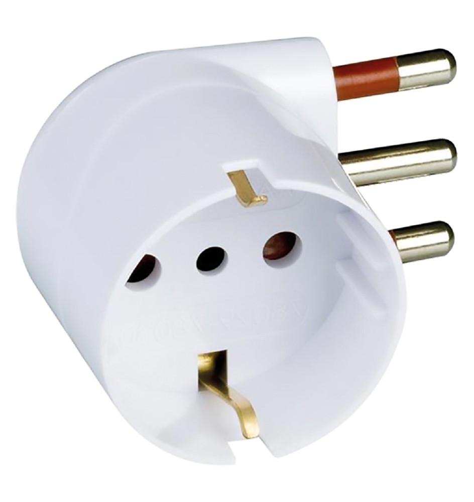 ADATTATORE SINGOLO SPINA 90° 'SALVASPAZIO' spina 2P + T 16A
