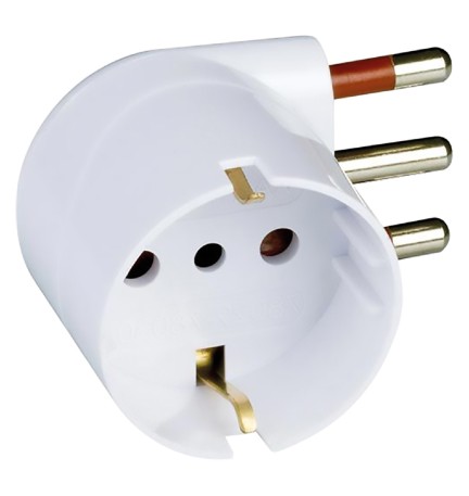 ADATTATORE SINGOLO SPINA 90° 'SALVASPAZIO' spina 2P + T 16A