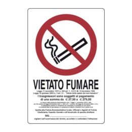 TARGA VIETATO FUMARE L.311/1 180X120 MM