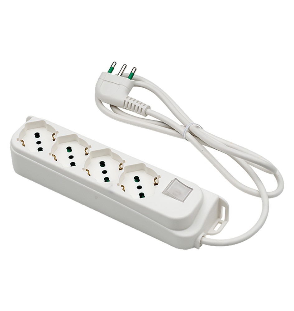 MULTIPRESA CON INTERRUTTORE 8 uscite / spina 2P+T 16A - bianca