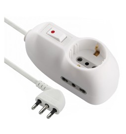 MULTIPRESA CON INTERRUTTORE 1 Schuko + 2 Bival.10/16A - 62023