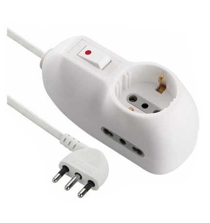 MULTIPRESA CON INTERRUTTORE 1 Schuko + 2 Bival.10/16A - 62023