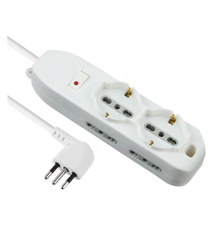 MULTIPRESA CON INTERRUTTORE 2 Schuko + 4 Bival.10/16A - 62047