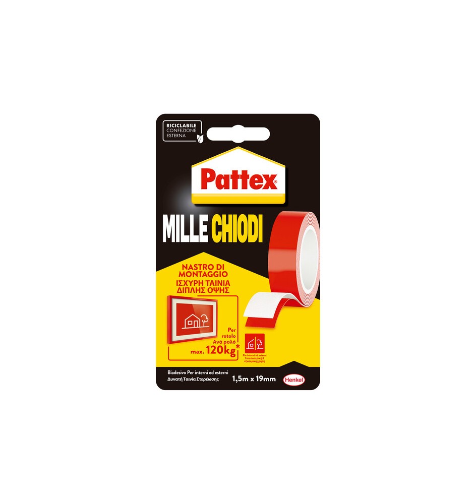PATTEX MILLECHIODI NASTRO BIADESIVO DI MONTAGGIO