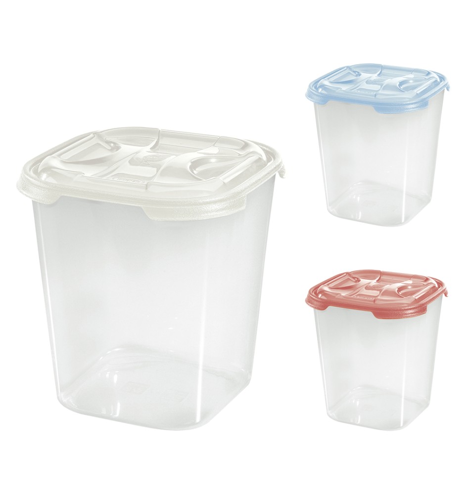 CONTENITORE QUADRO ALTO IN PLASTICA 'FRIGO BOX' lt1 cm 11,7x11,7xh.14 acqua trasp.