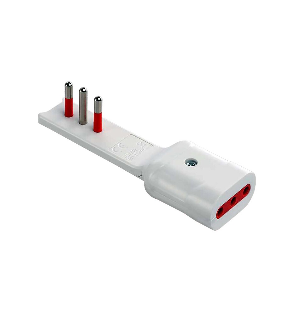 ROSI 7710B ADATTATORE 90 ULTRAPIATTO PRESA 10A 2P+T BCO