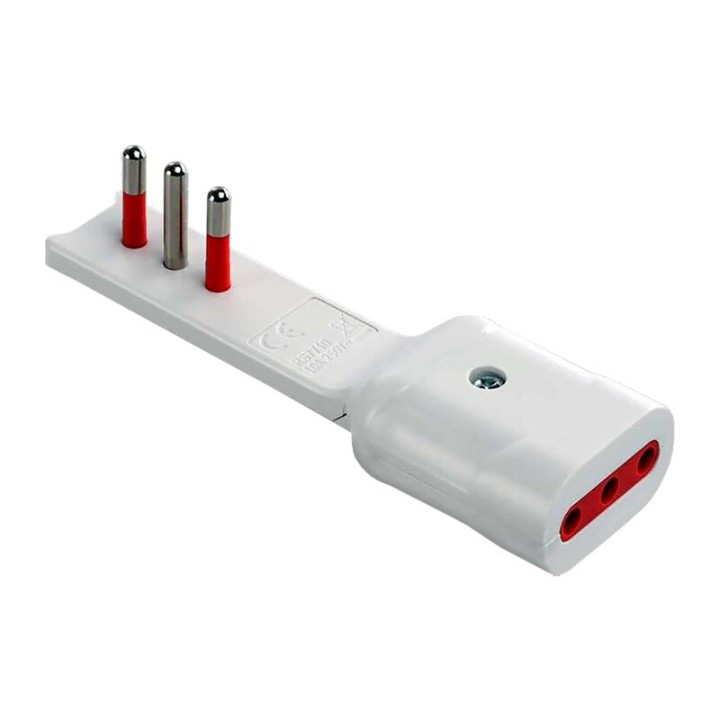 ROSI 7710B ADATTATORE 90 ULTRAPIATTO PRESA 10A 2P+T BCO