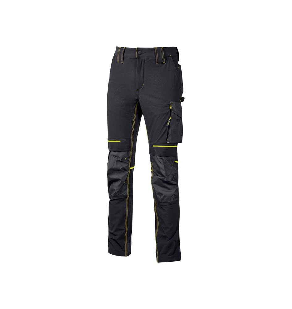 U-POWER PANTALONE ATOM SLIM FIT NERO-GIALLO TG.XXL