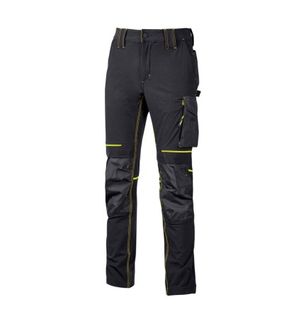 U-POWER PANTALONE ATOM SLIM FIT NERO-GIALLO TG.XXL