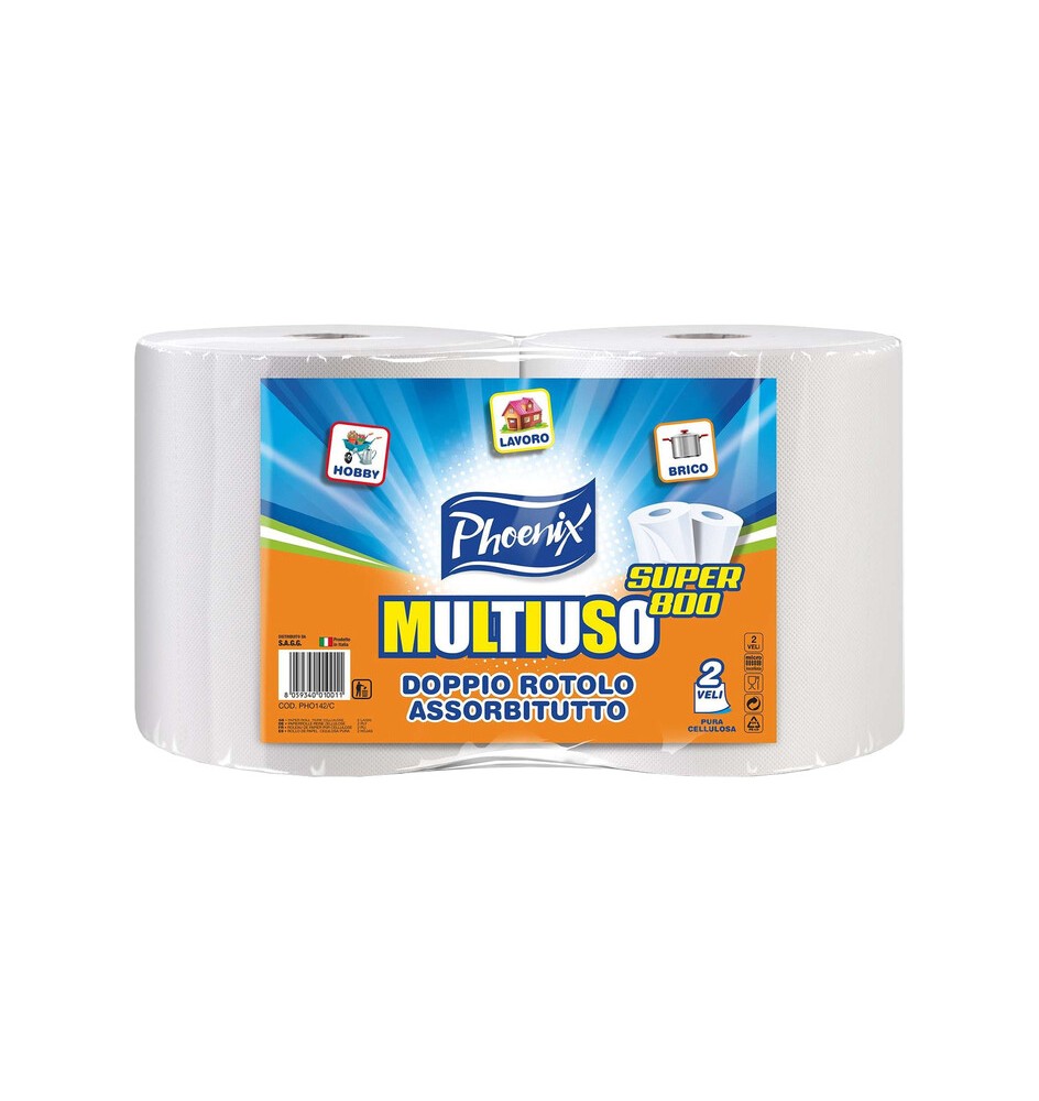 BOBINA CARTA PURA CELLUL SUPER 800 2 PZ 1,4 KG CA