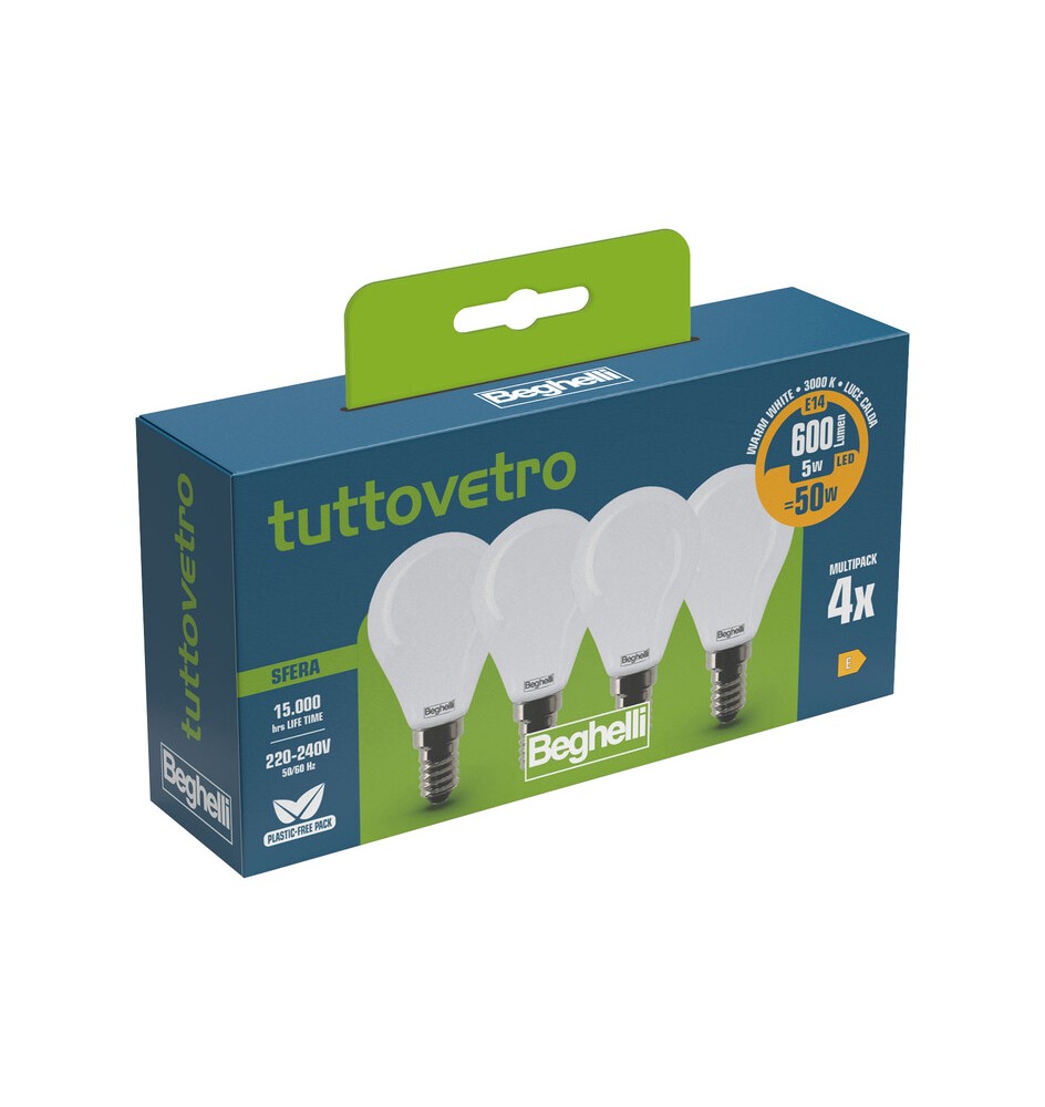 BEGHELLI LED SFERA E14 5W 58056 CALDA 3000K SET 4