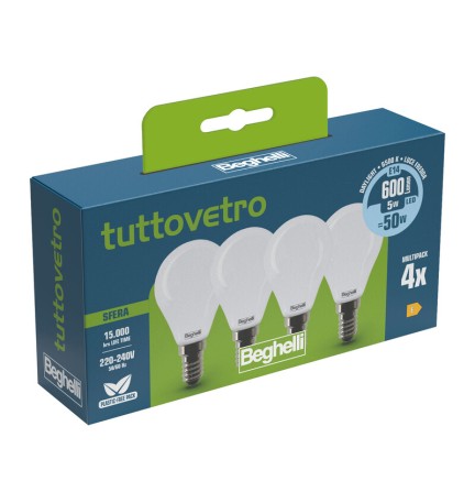 BEGHELLI LED SFERA E14 5W 58058 FREDDA 6500K SET 4