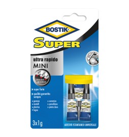 ADESIVO ISTANTANEO UNIVERSALE 'SUPER MINI' gr. 3 - 3 pz x 1 gr. (clip strip)