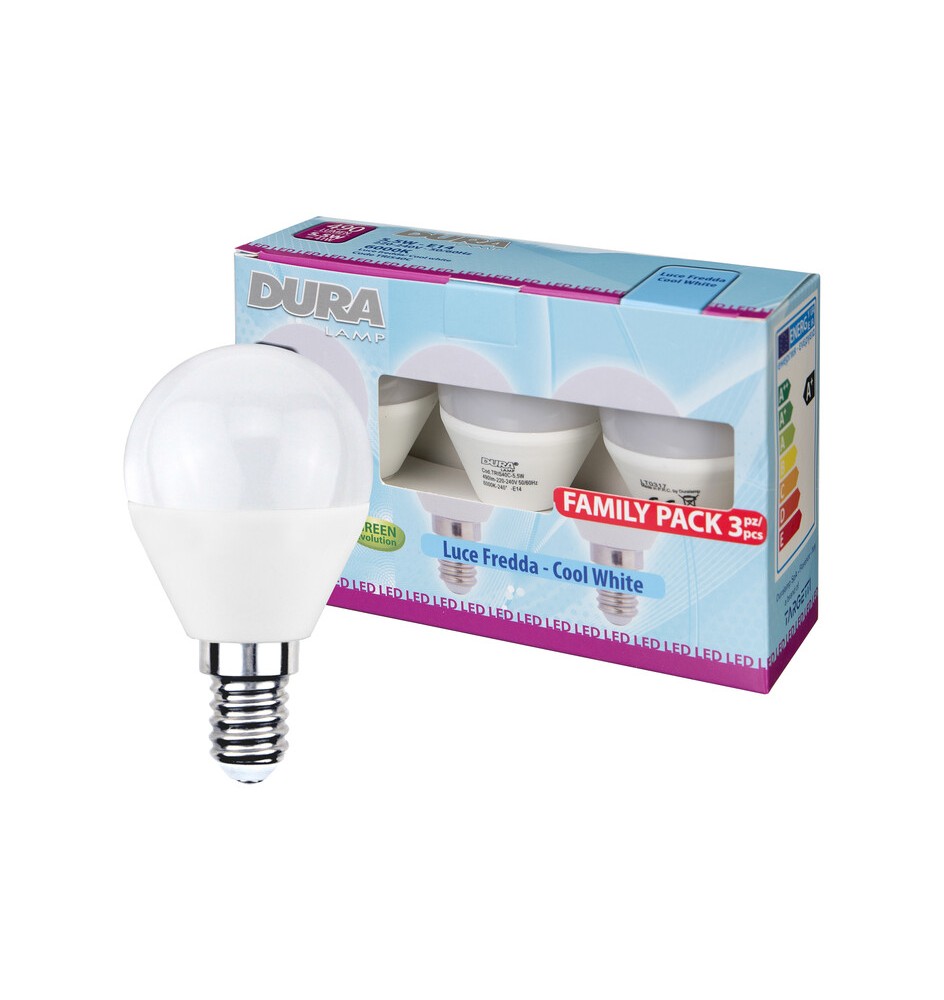 LED SFERA 5,5W E27 490 LM 6400K FREDDA 3 PZ