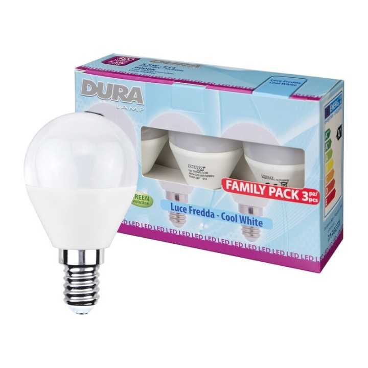 LED SFERA 5,5W E27 490 LM 6400K FREDDA 3 PZ