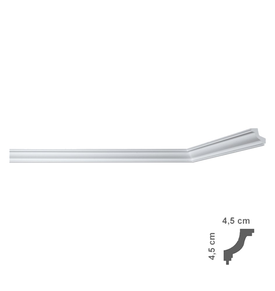 CORNICE DECORATIVA PER SOFFITTO mod. I703 - mm 45 x 45 x 2 mt