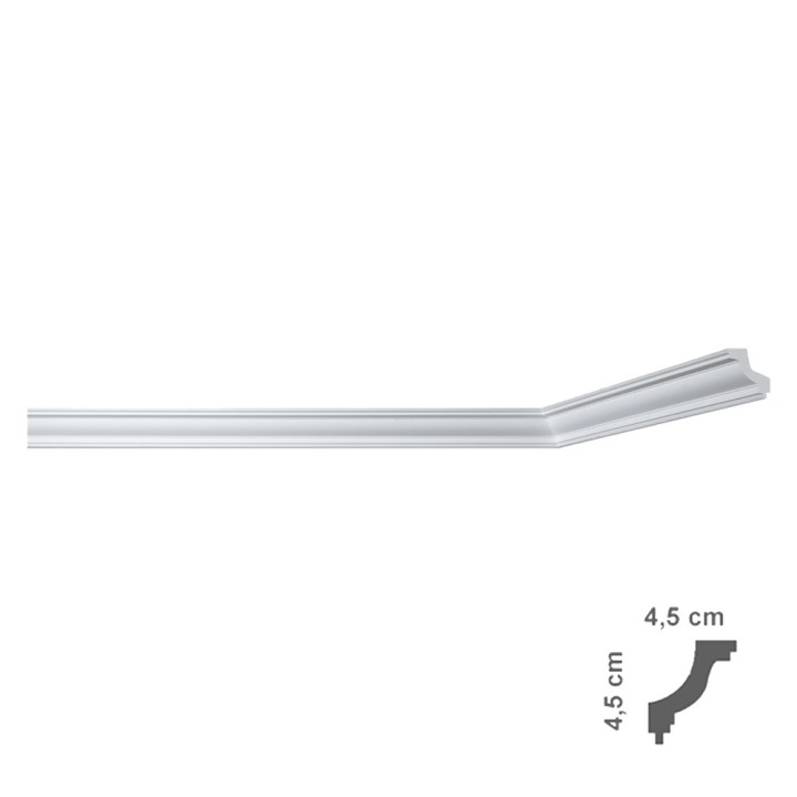 CORNICE DECORATIVA PER SOFFITTO mod. I703 - mm 45 x 45 x 2 mt